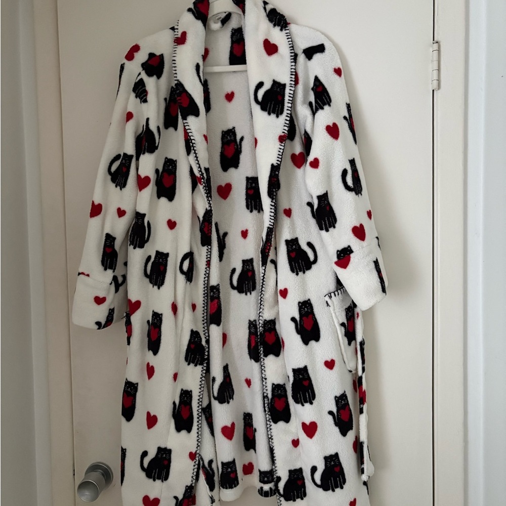 P.J. Salvage Robe with Black Cats & Red Hearts